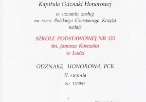 Odznaka honorwa PCK.
